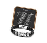 Brown Braided Leather Stainless Steel Infinity Bracelets Lettering Love You Forever Gifts for Son Grandson Husband Boyfriend Brother Always Linked Together, 8.5 inches
