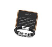 Brown Braided Leather Stainless Steel Infinity Bracelets Lettering Love You Forever Gifts for Son Grandson Husband Boyfriend Brother Always Linked Together, 9", Stainless