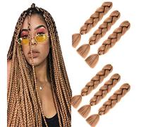 brown Braiding Hair Extensions 6packs Jumbo Braid extensions hair for Braiding 24" Afro Hair Extensions for Braiding Crochet Twist Braids Hair for Girl Women (Brown)