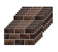 Brown Brick Tile Stickers for Bathroom Kitchen Waterproof Vinyl Stick on Tiles Backsplash Self Adhesives Wall Tile Transfers Peel and Stick Tile Decals for Living Room - 30x15cm (12 Sheets)