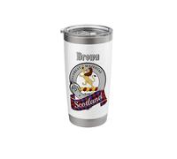 Brown/Broun Clan Badge & Tartan Stainless Steel Insulated Tumbler