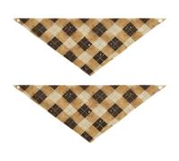 Brown Buffalo Plaid Check Background dog grooming bandanas bulk Adjustable Bib Handkerchief Cute Pet Holiday Set for Dogs Cats L