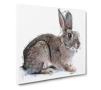 Brown Bunny Rabbit Canvas Print | Gallery Wrapped 30mm Frame Wall Art | 14x14 inches | Ready to Hang | Modern Animals Picture | Living Room Bedroom Lounge Office
