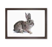 Brown Bunny Rabbit in Abstract Framed Print | A2 Walnut Framed Wall Art | Ready to Hang | Abstract Animal Picture | Living Room Bedroom Lounge Office