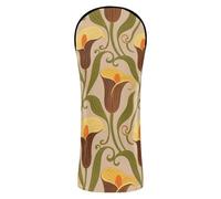 Brown Calla Lily Flowers Golf Head Cover Pu Leather with Interchangeable No. Tags for Driver Fairway Wood Hybrids 1 Pack