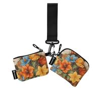 Brown Calla Lily Flowers Women's Dual Wallets Business Card Cases Cute Fashion Business Card Case Money Organizer with Zipper Coin Pocket for Women 2 Packs portatarjetas para