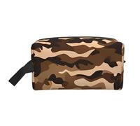 Brown Camouflage Water-Resistant Travel Toiletry Organizer Bag, Large Capacity Portable Cosmetic Storage for Gym/Daily Essentials