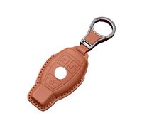Brown Car Key Case Protector Compatible with Mercedes Benz A/B/C/E/G/R/S Class GLA GLC GLE GLK SLK CLA CLK CLS AMG W203 W204 W211 W212, 3 Buttons Leather Auto Key shell Protective Sleeve