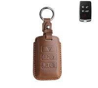 Brown Car Key Fob Cover compatible with Land Rover Range Rover L405 Sport-L494 Defender-L663 Discovery 5-L462 Discovery Sport-L550 Velar-L560 Evoque-L551 Jaguar XE/XF/XJ/F-PaceFit/F-Type