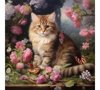 Brown Cat Flower 200 Piece Jigsaw Puzzles for Adults, Colourful, Fun, Challenging and Brainteasing Adults jigsaw puzzles 200 Pieces, Beautiful Decoration Puzzle