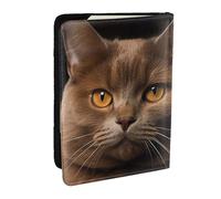 Brown Cat Passport Holder for Travel,RFID Passport Cover Wallet PU Leather Passport Card Holder Case Cute Passport Protector for Women Men