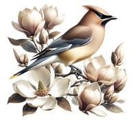 Brown Cedar Waxwing Bird Vinyl Decal Stickers, Cover Marks, [Qty:4] 1@20cm Tall Ideal for Wall, Toilets, Car or Laptop. 3@7cm for Phone, Tiles & Cups, Vibrant Bird Graphics (Cedar Waxwing, A5)
