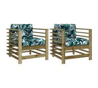 (brown, chair) vidaXL Middle Sofas Patio Wooden Sectional Sofa with Cushions Solid Wood Pine