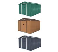 (Brown) Charles Bentley 8ft x 10ft Metal Garden Storage Outdoor Shed Zinc Frame