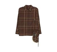 Brown Checked Shirt with Crossbody Pouch, female, SIEDRÉS, Light Jackets, Multicolor, 2XS, Jackets 2XS