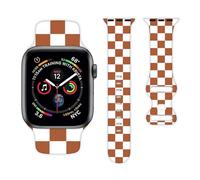 Brown Checkered Watch Band Compatible with Apple Watch 38mm 40mm 41mm 42mm 44mm 45mm 49mm for Women Men Gifts Sport Silicone Wristbands Strap for IWatch Series 10 9 8 7 6 5 4 3 2 1 SE (42mm/49mm)