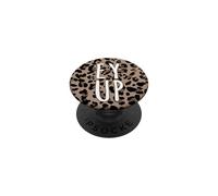 Brown Cheetah Leopard Print Northern Yorkshire Dialect EH UP PopSockets Adhesive PopGrip