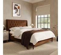 Brown Chenille Double Ottoman Bed With Legs - Amara