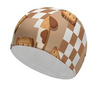 Brown Chess Cookie Swim Cap High Elasticity Anti Slip Waterproof Comfortable Swim Hat Bathing Cap for Men Women