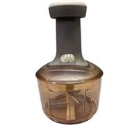 Brown Chip Chop Push Chopper - Manual Hand Press Food Chopper 725ml | One-Push Vegetable & Fruit Cutter with Stainless Steel Blades | Easy Onion, Garlic, Salad & Nut Cutting | Compact Kitchen Gadget