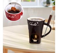 (Brown) Chocolate Fondue Cup Household Ceramic Cheese Melting Stove Candle Heating Stove Cup