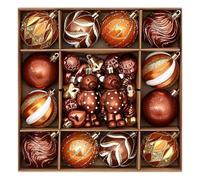 Brown Christmas Baubles - 46 Pieces Brown Christmas Baubles Christ Mas Decorations, 6cm Hanging Balls Shatterproof Ornaments For Home Festival Decoration