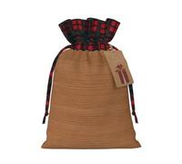 Brown Christmas Drawstring Gift Bags With Tags,Xmas Candy Bag | 2 Sizes 6.9""X11.8"" /4.7""X8.3""Plaid Cotton Bags Sacks Xmas Red Wrapping Storage Bags For Gift Candy Goodie Party Suppliy