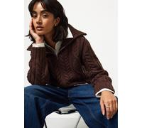 Brown Chunky Cable Zip-Through Cardigan XS