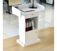 Brown Church Pulpit Podium with Lockable Drawers & Baffle Plate - Adjustable Teaching Stand for Lectures Classrooms Concerts and Worship Services - & Stylish