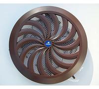 Brown Circle Air Vent Grille - with Adjustable Shutter and Duct Pipe Connection - from 100mm up to 150mm.