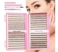Brown Cluster Lashes, 30D-60D Wispy Individual Eyelashes Kit, Fluffy Cluster Lashes for DIY Extensions, Natural D Curl Eyelashes Individual Kit, 640Pcs Brown Lash Look