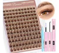 Brown Cluster Lashes Glue Bond and Seal Wispy Brown Eyelashes Individual Kit D Curl Lashes Individual 10-18MM Wispy Cluster Lashes Kit Natural Look Lashes Clusters with Thin Lash Band
