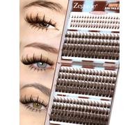Brown Cluster Lashes With Spikes Individual Eyelashes Manga Lashes With Bottom Lash Clusters Dark Brown Eyelash D Curl Clusters Wispy Lashes Individual Cluster 12-18MM 264Pcs by Zegaine