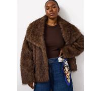 Brown Collared Relaxed Short Faux Fur Jacket M
