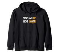 Brown Color Love Not Hate Brown Graphic Zip Hoodie