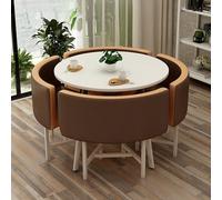 Brown Conference Table and Chair Set Meeting Room Furniture Small Round Office Table with Chairs Ideal for Business Meetings and Discussions