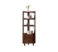 Brown Corner Bookshelf with Rounded Edges Solid Wood Open Shelves & Storage Cabinet SpaceSaving Bookcase with High Feet59.1in Stylish Display Unit