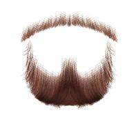 Brown Costume Mustache & Beard, Real Hair Fake Goatee Set, Easy Apply & Remove, Ideal For Stage Plays Or Dress-Up