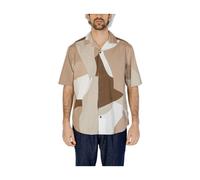 Brown Cotton Abstract Print Shirt - male - ONLY & SONS - Short Sleeve Shirts - Multicolor - XS - Shirts XS