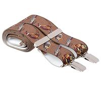 Brown Country Hunting Trouser Braces Silver Clip On Mens X for Trousers 44 Inches Long