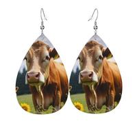 brown cow earring animal women earings leather teardrop double sided earrings lightweight dangle earrings for women ear accessories jewelry fashion birthday gift