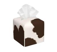 Brown Cow Hide Square Leather Tissue Box Cover