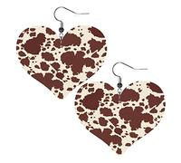 Brown Cow Pattern Leather earrings,women girls simple dangle earrings gifts for her