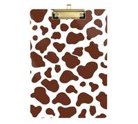Brown Cow Print Acrylic Binder clipboard Organizer Standard Letter A4 Size Acrylic Cute for Football Softball Coaching Gold 12x9in Tabla para escribir