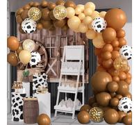 Brown Cow Print Balloon Set, Brown Balloons, Flesh-colored Balloon, Gold Sequin Balloons, Wild West Party Decorations for Farm Theme Party Yard Farmhouse Country Cowboy Cowgirl Birthday Party