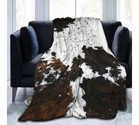 Brown Cow Print Blanket, Cozy Super Soft Plush Blanket Tan Cowhide Print Blanket Throws, Living Room Couch Sofa Bedroom Decor for Adults and Kids 60"x80"