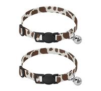 Brown Cow Print Cat Collars with Bell 2 Pack Cat Collars Adjustable Length 10.6" to 17.1"