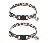 Brown Cow Print Easy to Clean Cats Collar 2 Pack Collar for Kitten