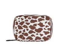 Brown Cow Print Medicine Storage Bag with Detachable Compartments Convenient Organizer Travel case for Purse
