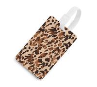 Brown Cow Print Pattern Luggage Tag Classic Personalized Repeated Luggage Tag Cute Unique Travel Essentials Identifiers for Women Men Baggage Backpack Handbag Suitcase, White-style, One Size